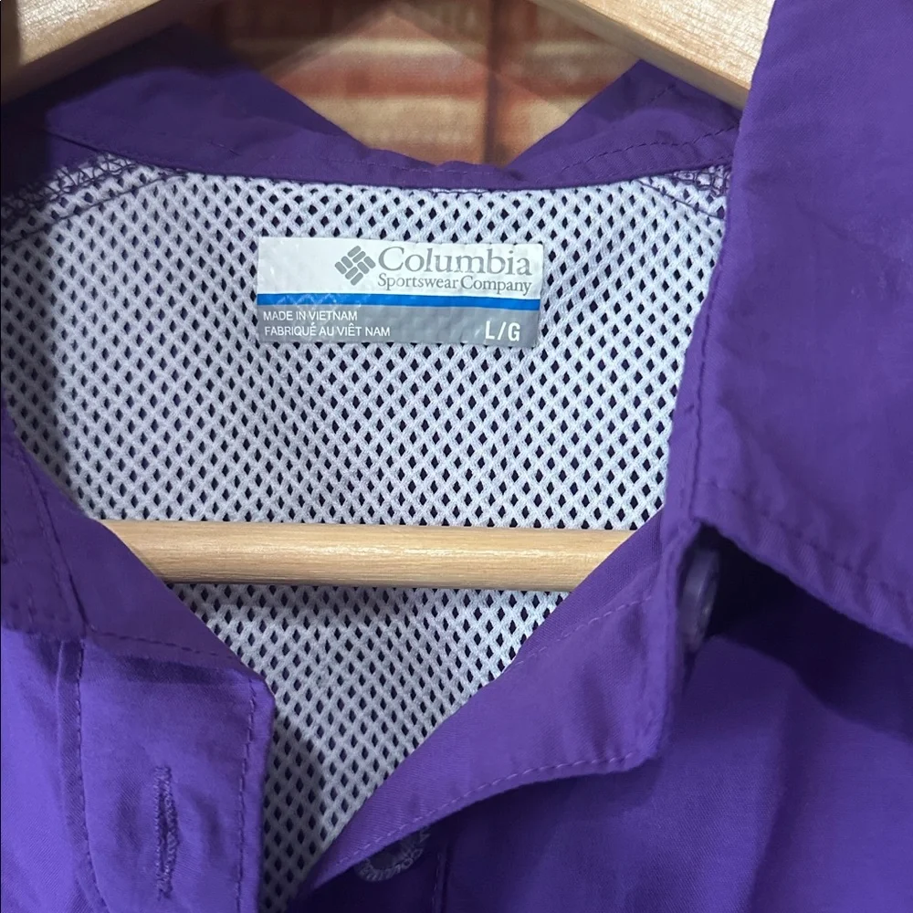 Columbia purple PFG nylon long sleeve button down shirt Large - Picture 2 of 6